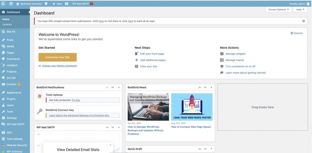 WordPress Dashboard Interface